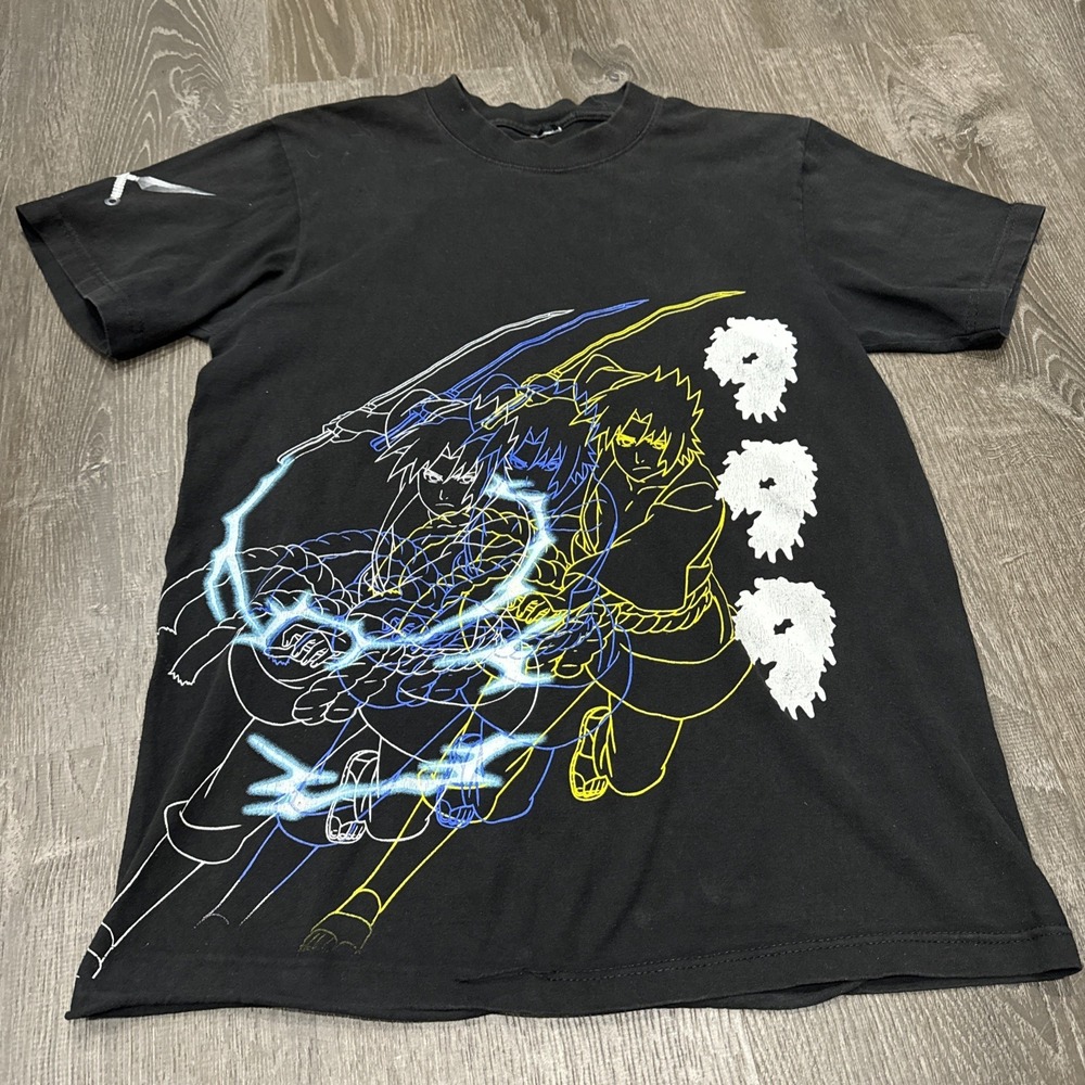 Juice Wrld 999 Naruto T-Shirt Mens M Short Sleeve Sasuke Uchiha Anime Distressed